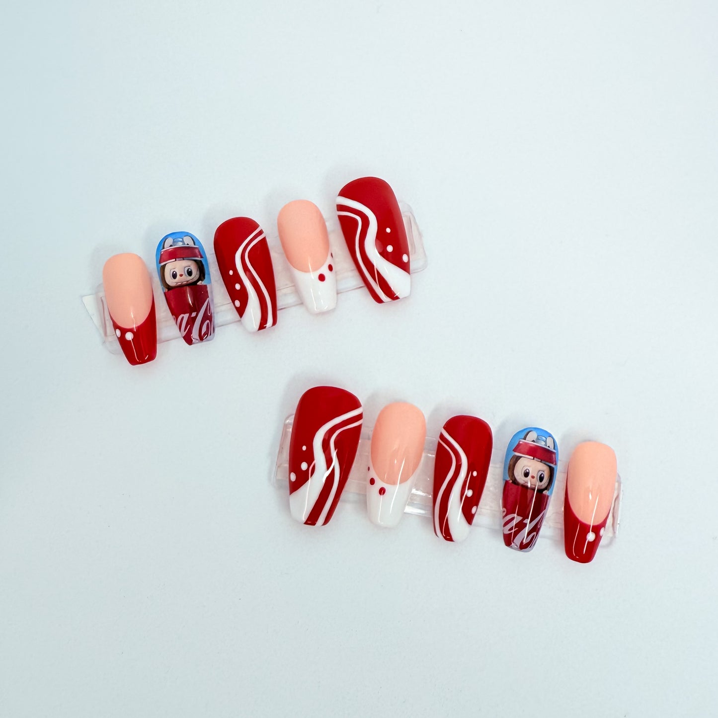 Cola Labubu Monster Inspired Press-On Nails