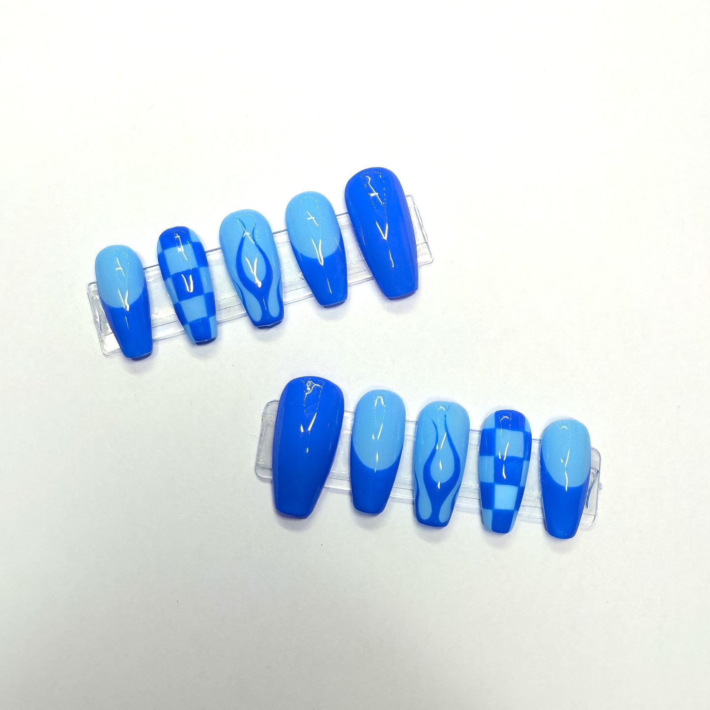 Blue Mis-Matched Press-On Nails