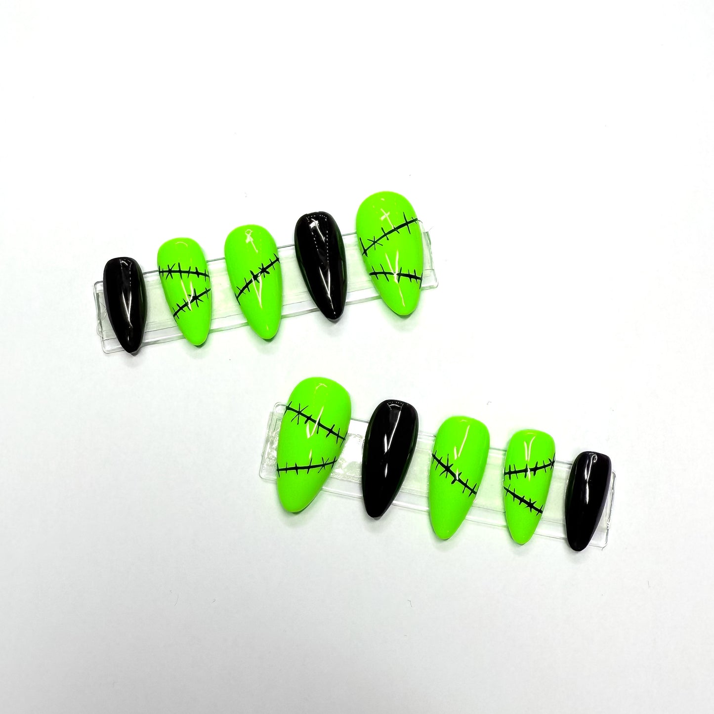 Neon Green Stitches Made To Order Press-On Nails