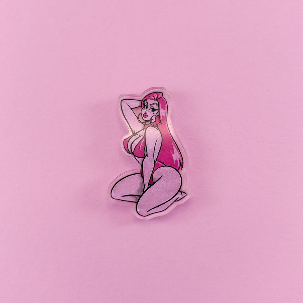 Pink Girl Acrylic Pin Badge